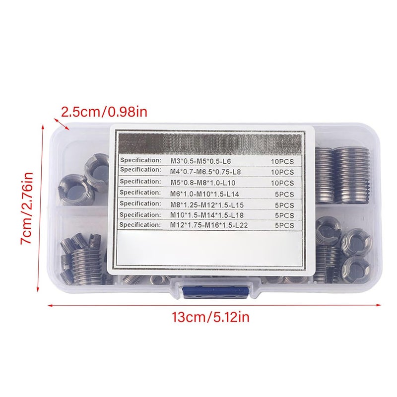 Sunicon Thread Repair Kit, 50Pcs 302 Stainless Steel Inner Thread Self Tapping Thread Inserts Set Thread Reinforce Repair Tool Tap Inserts for Metal - Image 2